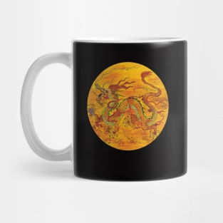 Chinese Yellow Dragon, pen & ink, acrylic painting Mug